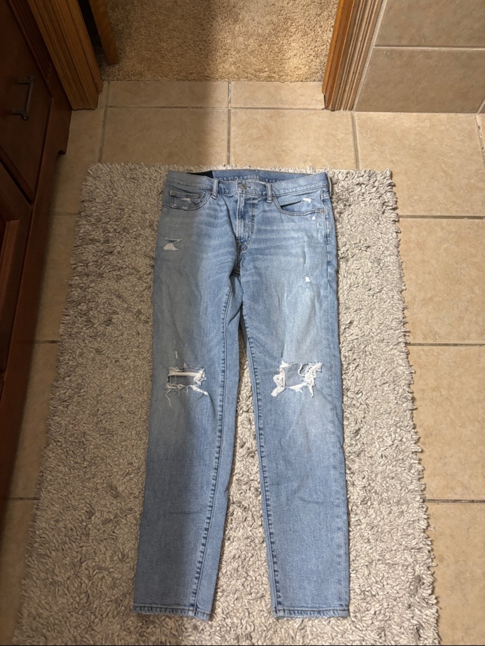 Abercrombie & Fitch Light Blue Distressed Boyfriend Jeans